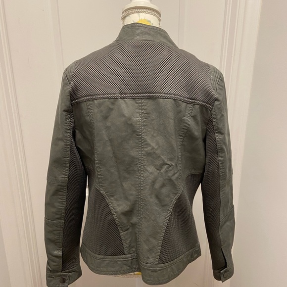 NWOT Grey Leather Jacket - Picture 3 of 4